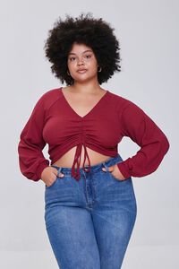 BERRY Plus Size Ruched Crop Top, image 1