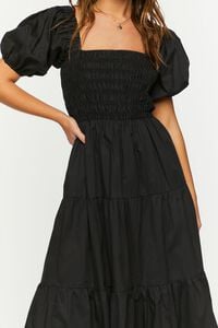 BLACK Smocked Puff-Sleeve Dress, image 5