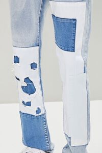 DENIM/MULTI Distressed Patchwork Slim-Fit Jeans, image 5