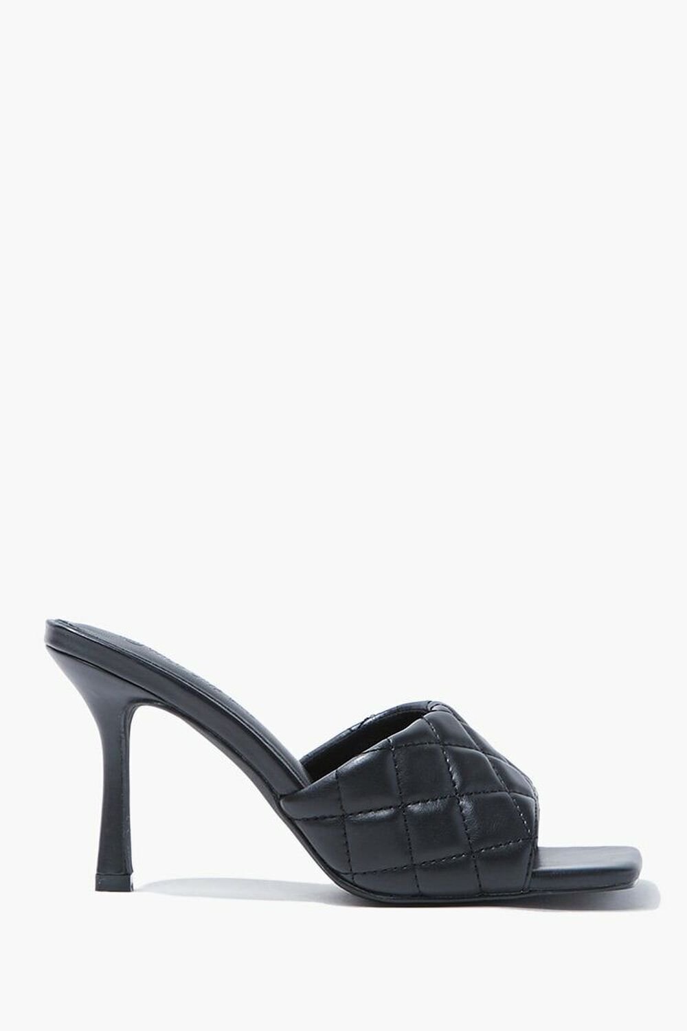BLACK Quilted Square-Toe Heels, image 1
