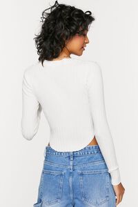 VANILLA Lace-Up Long-Sleeve Sweater-Knit Crop Top, image 3