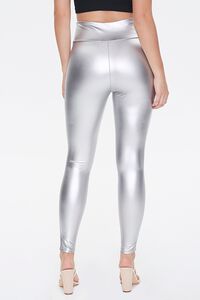 SILVER Faux Leather High-Rise Leggings, image 4