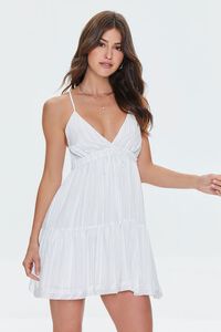 WHITE/GREY Pinstriped Cutout Mini Dress, image 1