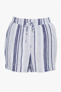 Plus Size Striped Linen-Blend Shorts, image 1