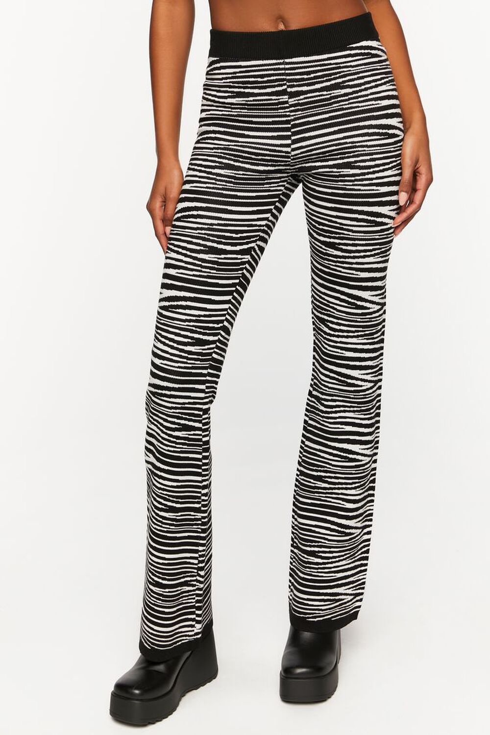 BLACK/WHITE Zebra Print Flare Pants, image 2