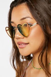 GOLD/GREEN Ombre Heart-Shaped Sunglasses, image 2