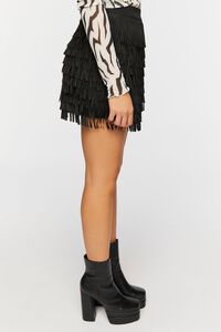 BLACK Tiered Fringe Mini Skirt, image 3
