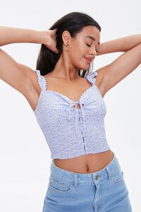 DUSTY BLUE/WHITE Ditsy Floral Print Crop Top, image 2