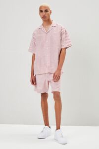 RED/CREAM Pinstriped Linen-Blend Shorts, image 5