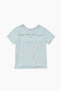MINT/CREAM Girls Ditsy Floral Cutout Tee (Kids), image 1