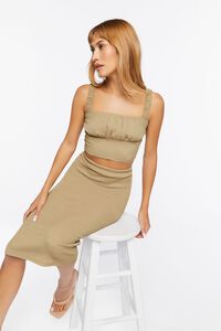 Textured Cropped Cami & Midi Skirt Set, image 1