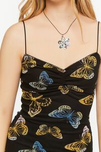 BLACK/MULTI Mesh Butterfly Print Cami Mini Dress, image 5