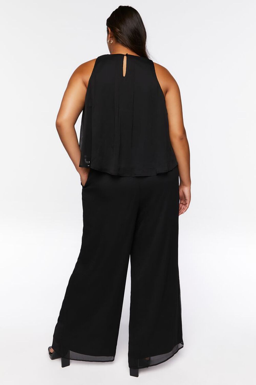 BLACK Plus Size Chiffon Top & Pants Set, image 3