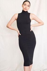 BLACK Ribbed Knit Turtleneck Dress, image 1