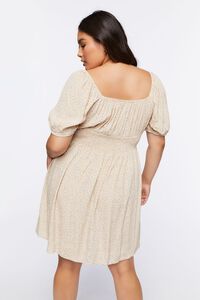 ASH BROWN/MULTI Plus Size Floral Puff-Sleeve Mini Dress, image 3