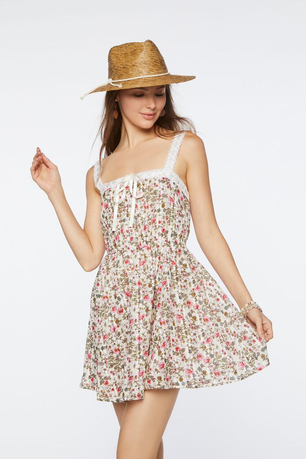 GREY/MULTI Floral Print Bow Dress, image 1