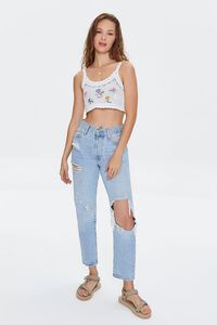 WHITE/MULTI Embroidered Floral Crochet Crop Top, image 4