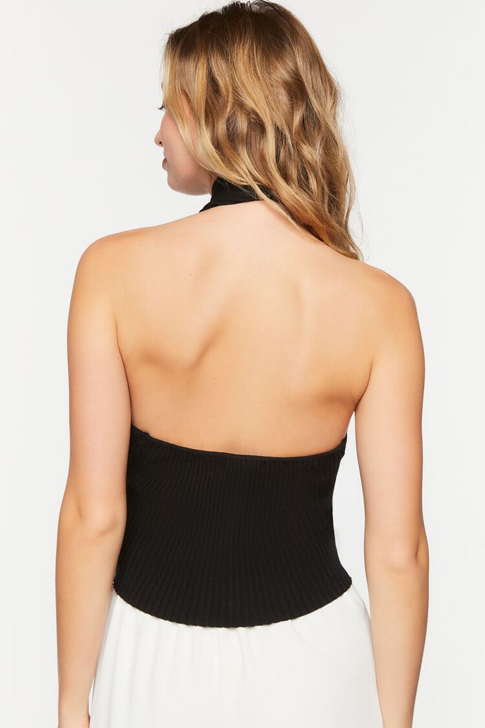 Knotted Cutout Halter Crop Top, image 3