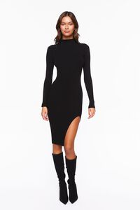 Ribbed Knee-Length Sweater Dress, image 4