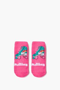 HOT PINK/MULTI Rolling Roller Skates Graphic Ankle Socks, image 1