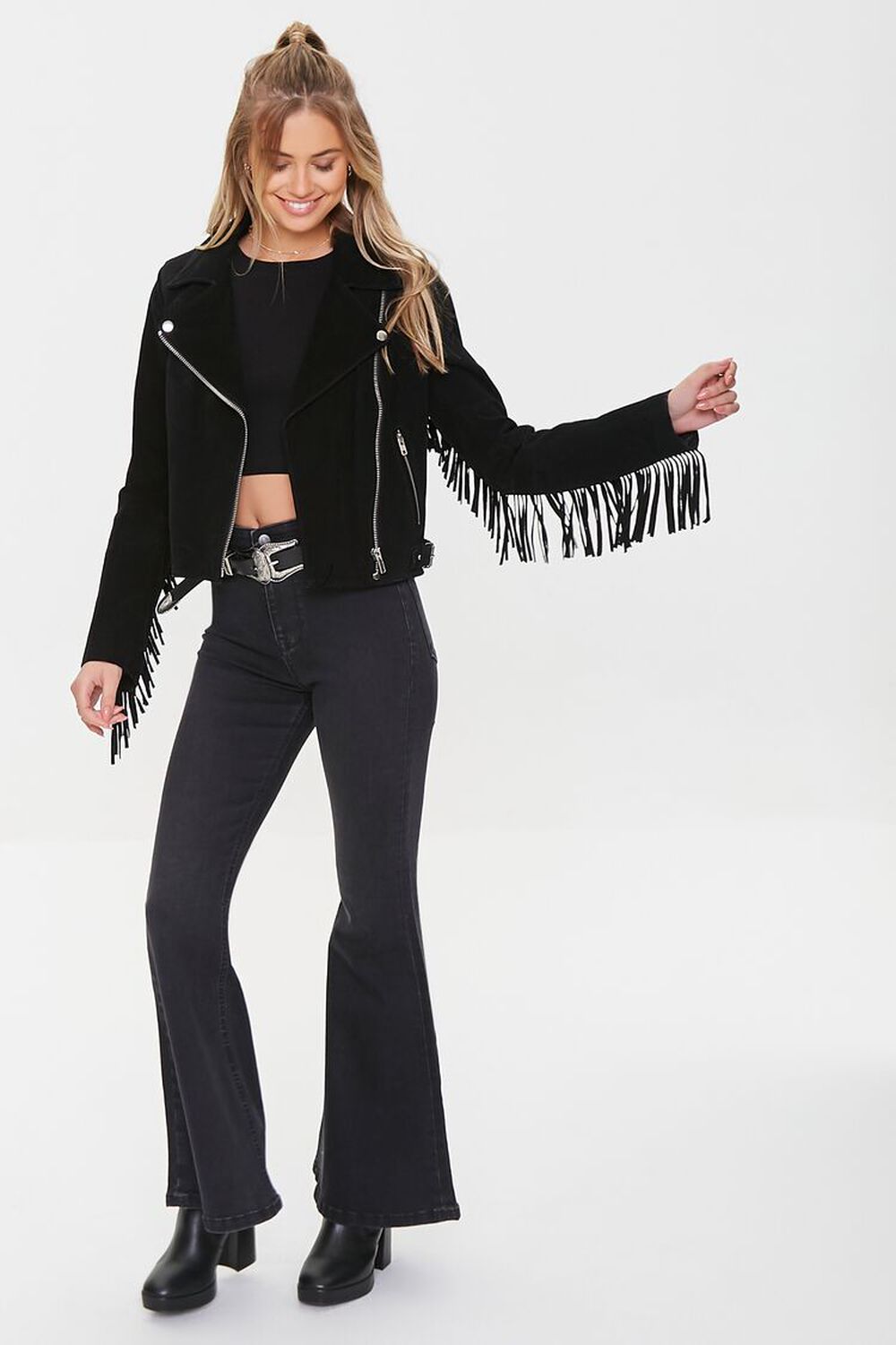 WASHED BLACK High-Rise Flare Jeans, image 1
