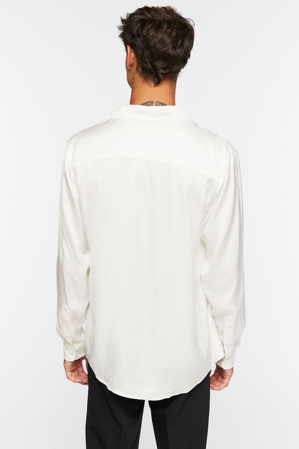 WHITE Satin Long-Sleeve Shirt, image 3