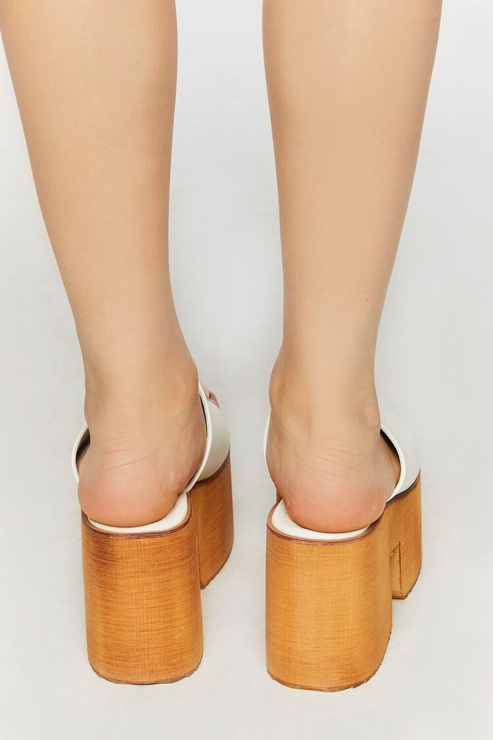 WHITE Faux Leather Platform Sandals, image 3
