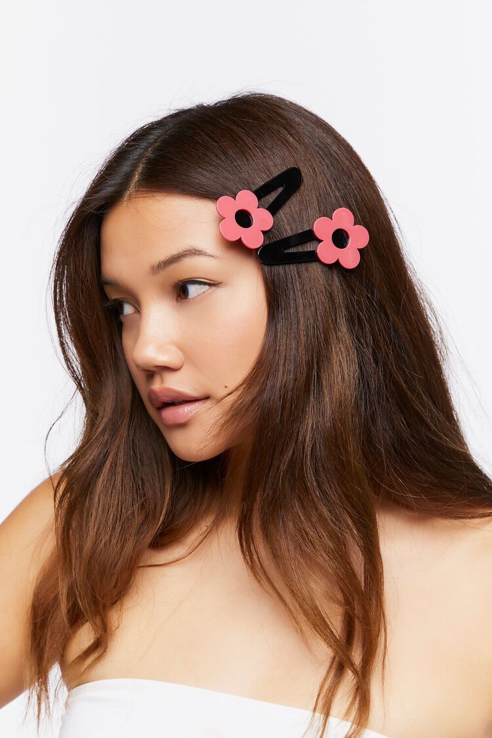 PINK/BLACK Floral Hair Clip Set, image 1