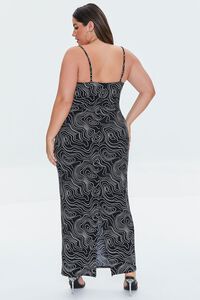 BLACK/WHITE Plus Size Abstract Spiral Print Maxi Dress, image 3