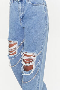 MEDIUM DENIM Distressed Chain Straight-Leg Jeans, image 5