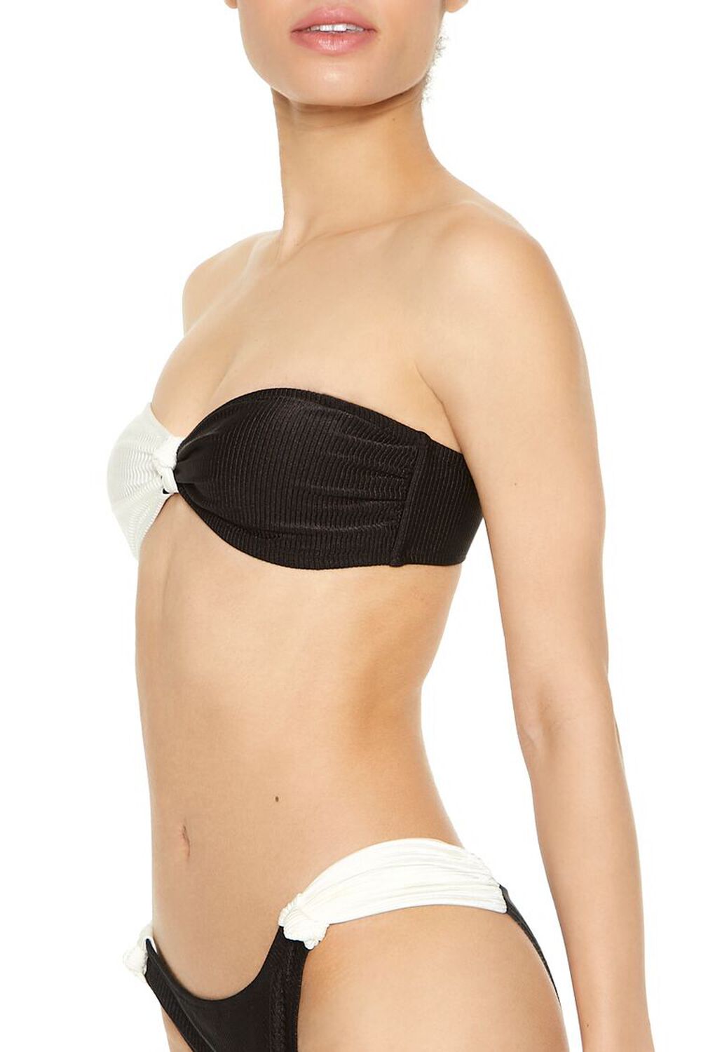 BLACK/WHITE Colorblock Bandeau Bikini Top, image 2