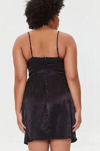BLACK Plus Size Satin Cutout Mini Dress, image 3