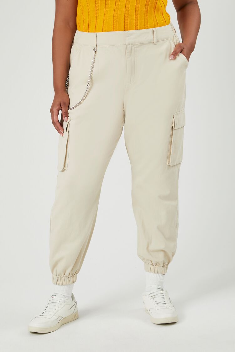 Buy LINGMIN Women's Casual Baggy Hip Hop Pants Chain Loose Sport Harem Cargo  Pants Khaki at Amazon.in