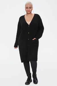 BLACK Plus Size Longline Cardigan Sweater, image 4