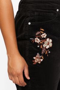 BLACK/MULTI Plus Size Floral Embroidered Flare Pants, image 5