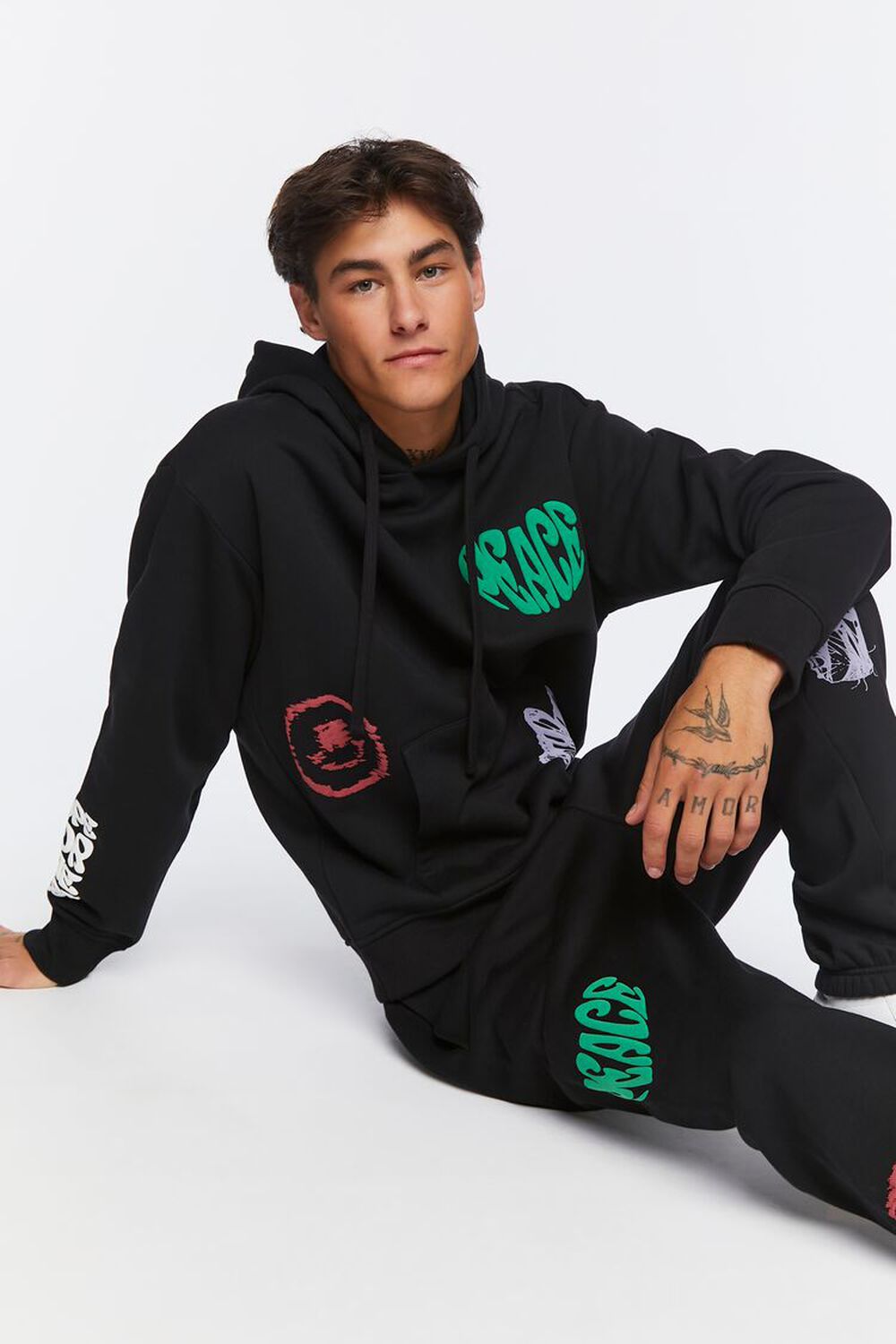 BLACK/MULTI Hope For The Best Graphic Hoodie, image 1