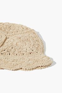 TAN Crochet Scalloped-Trim Bucket Hat, image 4