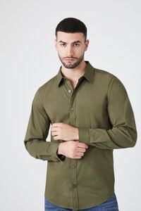 OLIVE Curved-Hem Cotton-Blend Shirt, image 1