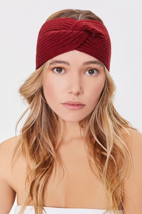 BURGUNDY Ribbed Twisted Headwrap, image 2