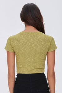 LIGHT OLIVE Ribbed Semi-Cropped Tee, image 3
