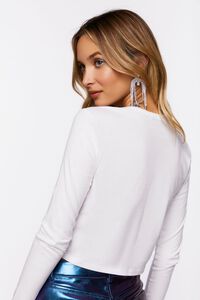 WHITE Lace-Up Cutout Cropped Tee, image 3