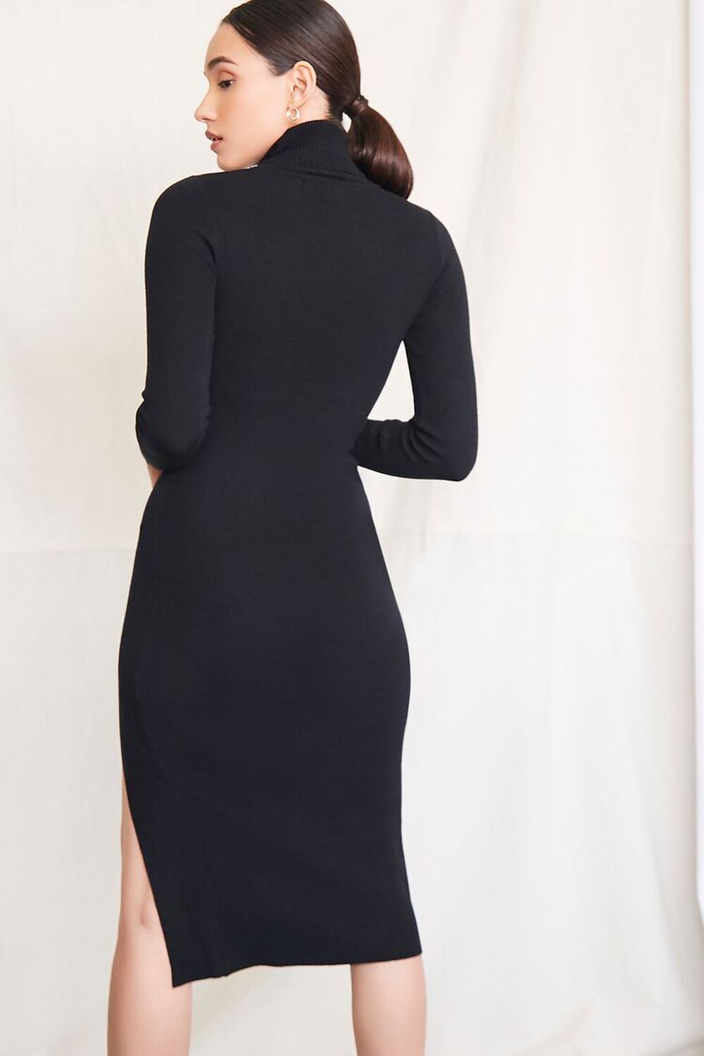 BLACK Cutout Turtleneck Sweater Dress, image 3