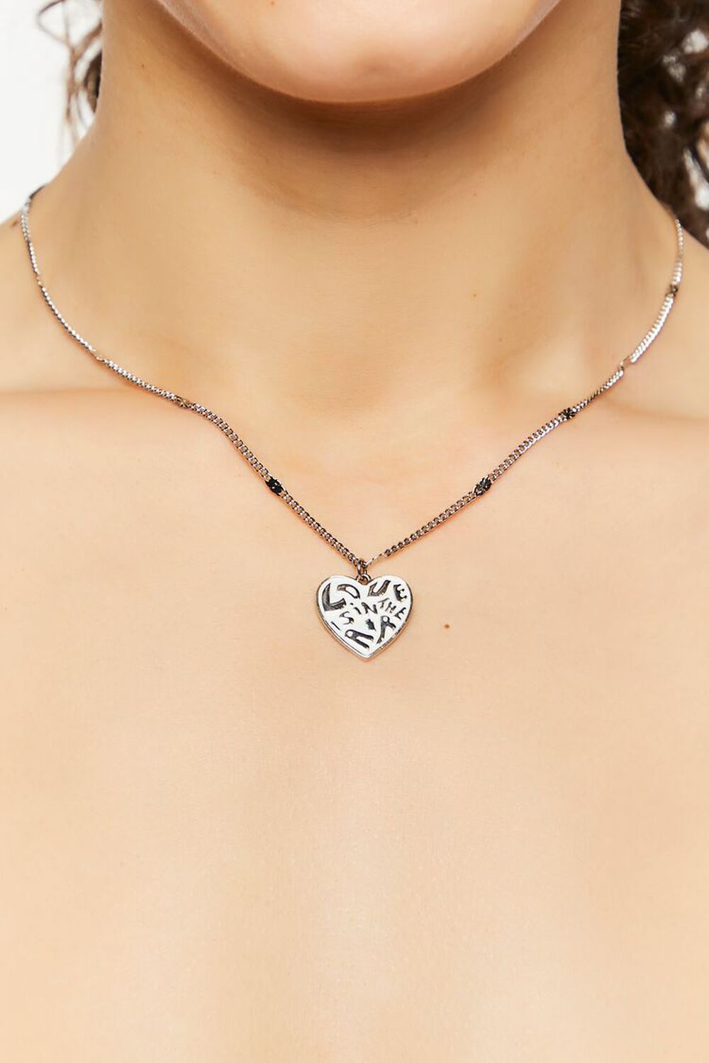 SILVER Love Is In The Air Heart Pendant Necklace, image 1