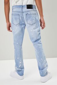 LIGHT DENIM Paint Splatter Slim-Fit Moto Jeans, image 4