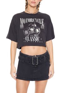 CHARCOAL/MULTI Motorcycle Graphic Cropped Tee, image 5