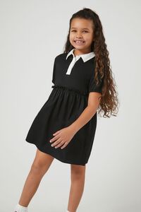 BLACK/WHITE Girls Satin Shirt Dress (Kids), image 1