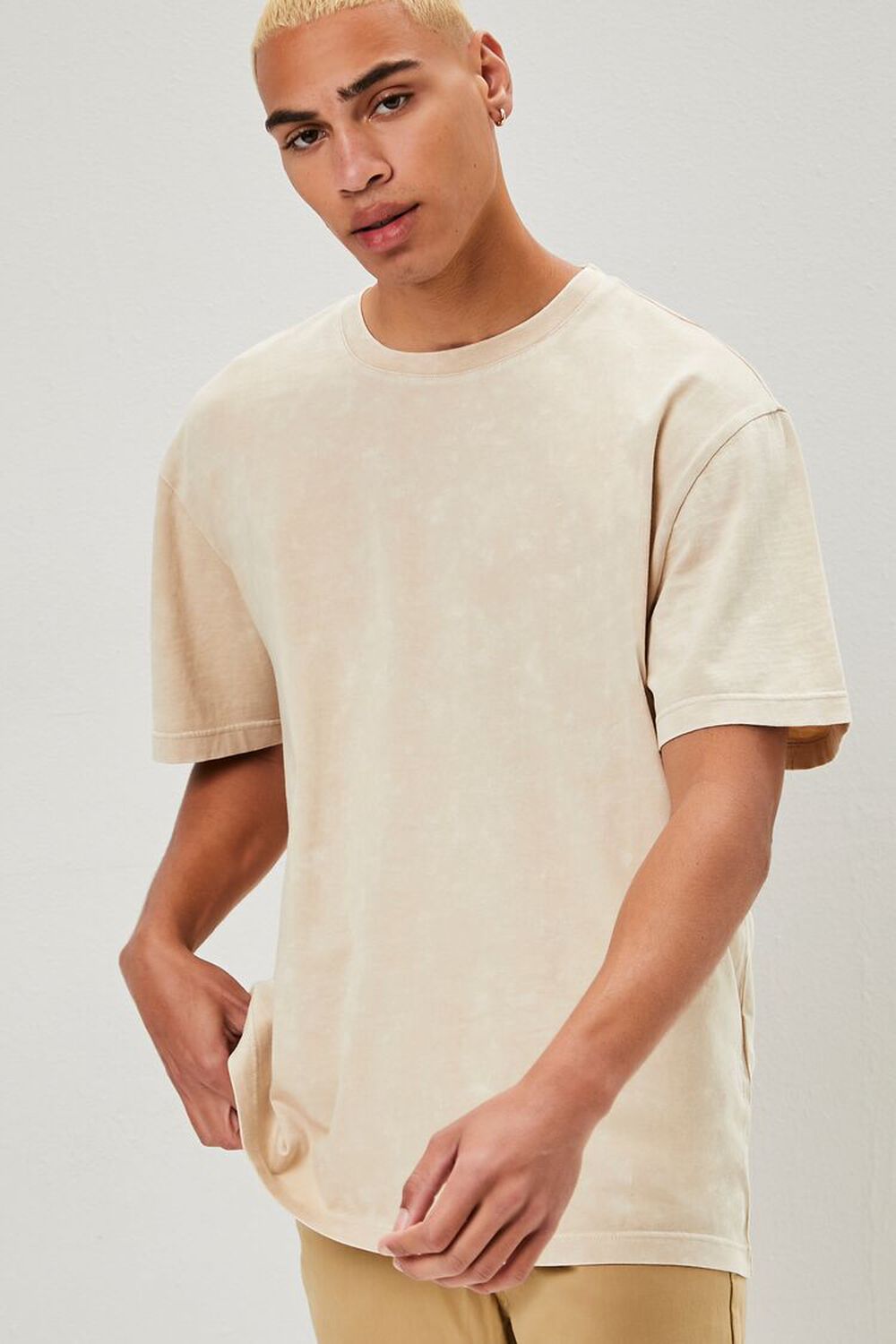 TAUPE Oil Wash Crew Neck Tee, image 1