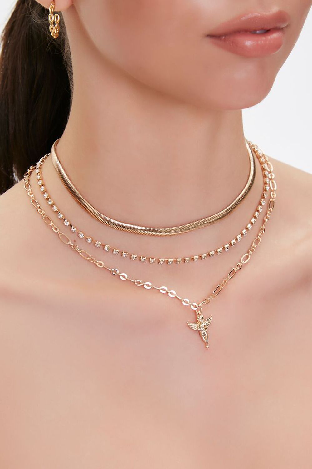 GOLD Cherub Pendant Layered Necklace, image 1