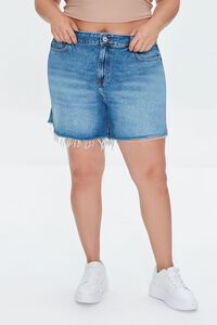 MEDIUM DENIM Plus Size Denim Frayed Shorts, image 2