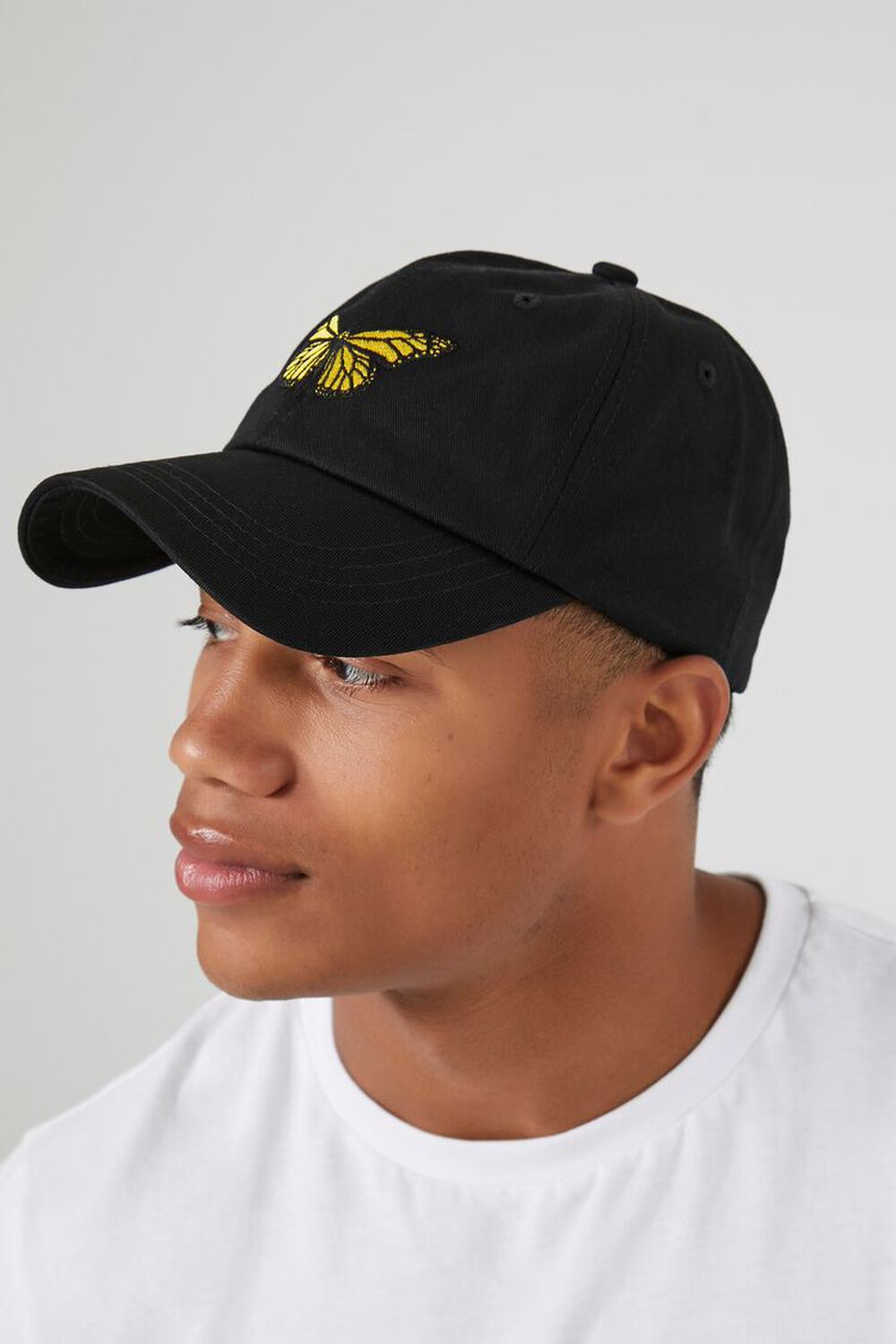 BLACK/YELLOW Butterfly Embroidered Graphic Dad Cap, image 2